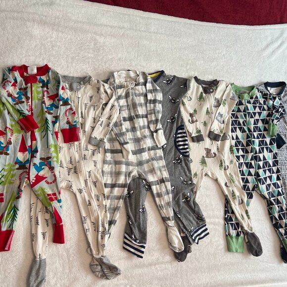 Lot of 7: Burts Bees, Hanna Andersen, Cat & Jack Onesie Pajamas 12-24 months - Picture 1 of 16